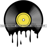 DJ Music Disc Record Album Melting Color Dripping Design Element Dee Jay Party Disco Sound Audio Night Club Dance Entertainment Nightlife Turntable Disc Jockey Spin Vinyl Record Spinning Equipment Clipart SVG