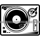 DJ Music Disc Dee Recording Turntable Set Design Element Jay Party Disco Sound Audio Night Club Dance Entertainment Nightlife Turntable Disc Jockey Spin Vinyl Record Spinning Equipment Clipart SVG