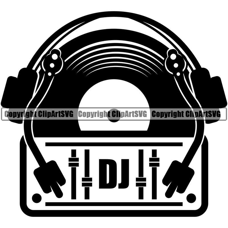 DJ Music Disc Dee Turntable Dj Set Vector Design Element Jay Party Disco Sound Audio Night Club Dance Entertainment Nightlife Disc Jockey Spin Vinyl Record Spinning Equipment Clipart SVG
