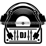 DJ Music Disc Dee Turntable Dj Set Vector Design Element Jay Party Disco Sound Audio Night Club Dance Entertainment Nightlife Disc Jockey Spin Vinyl Record Spinning Equipment Clipart SVG