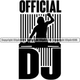 DJ Music Disc Dee Official Dj Set With Jokey White Background Design Element Jay Party Disco Sound Audio Night Club Dance Entertainment Nightlife Turntable Disc Spin Vinyl Spinning Equipment Clipart SVG
