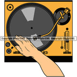 DJ Music Disc Dee DJ Set Color Vector Design Element Jay Party Disco Sound Audio Night Club Dance Entertainment Nightlife Disc Jockey Spin Vinyl Record Spinning Equipment Clipart SVG