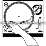 DJ Music Disc Dee Jay Party Dj Set On Hand Design Element Disco Sound Audio Night Club Dance Entertainment Nightlife Turntable Disc Jockey Spin Vinyl Record Spinning Equipment Clipart SVG