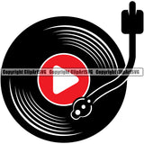 DJ Music Disc Dee Turntable Color Design Element Jay Party Disco Sound Audio Night Club Dance Entertainment Nightlife Disc Jockey Spin Vinyl Record Spinning Equipment Clipart SVG