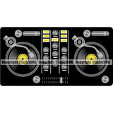 DJ Music Disc Dee DJ Setup Color Vector Design Element Nightlife Turntable Disc Jockey Spin Vinyl Record Jay Party Disco Sound Audio Night Club Dance Entertainment Equipment Clipart SVG