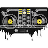 DJ Music Disc Dee Jay Party Disco Sound Audio DJ Setup Melting Color Dripping Night Club Dance Entertainment Nightlife Turntable Disc Jockey Spin Vinyl Record Spinning Equipment Clipart SVG