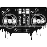 DJ Music Disc Dee Jay Party DJ Setup Melting White Background Disco Sound Audio Night Club Dance Entertainment Nightlife Turntable Disc Jockey Spin Vinyl Record Spinning Equipment Clipart SVG