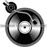 DJ Music Disc Dee Jay Party Disco Mixer Set White Background Design Element Sound Audio Night Club Dance Entertainment Nightlife Turntable Disc Jockey Spin Vinyl Record Spinning Equipment Clipart SVG