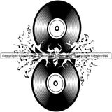 DJ Music Disc Dee Jay Party Disco Breaking Music Disk White Background Sound Audio Night Club Dance Entertainment Nightlife Turntable Disc Jockey Spin Vinyl Record Spinning Equipment Clipart SVG