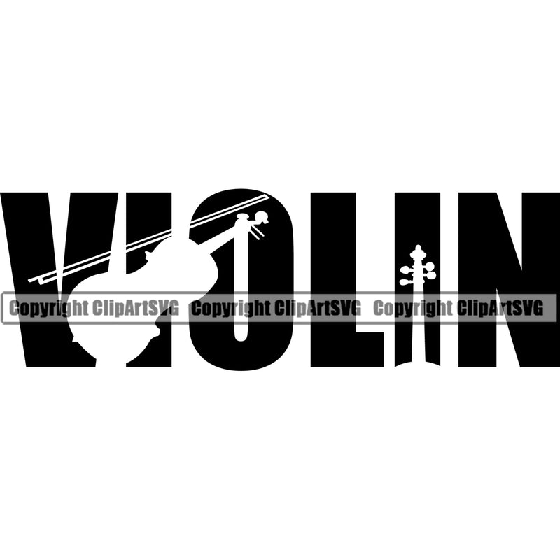 Violin Quote Silhouette Vector Design Element Musical Instrument Music Band Orchestra Concert Acoustic Jazz Classical Musician Rock And Roll Sound Logo Clipart SVG