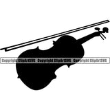 Violin Silhouette Design Element Vector White Background Musical Instrument Music Band Orchestra Concert Acoustic Jazz Classical Musician Rock And Roll Sound Logo Clipart SVG