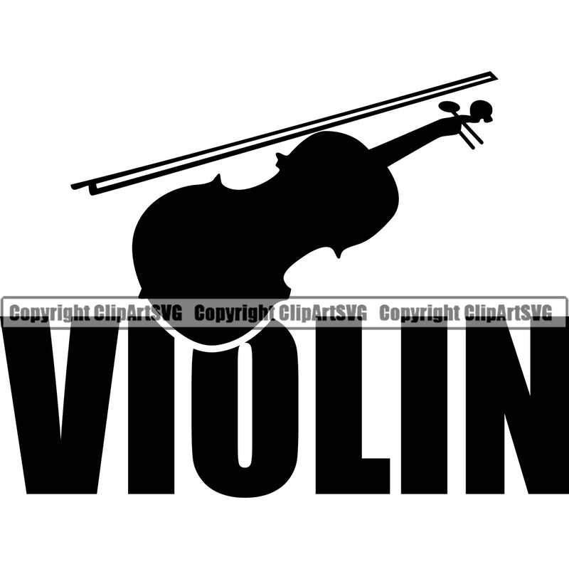 Violin Quote With Silhouette Design Element White Background Musical Instrument Music Band Orchestra Concert Acoustic Jazz Classical Musician Rock And Roll Sound Logo Clipart SVG