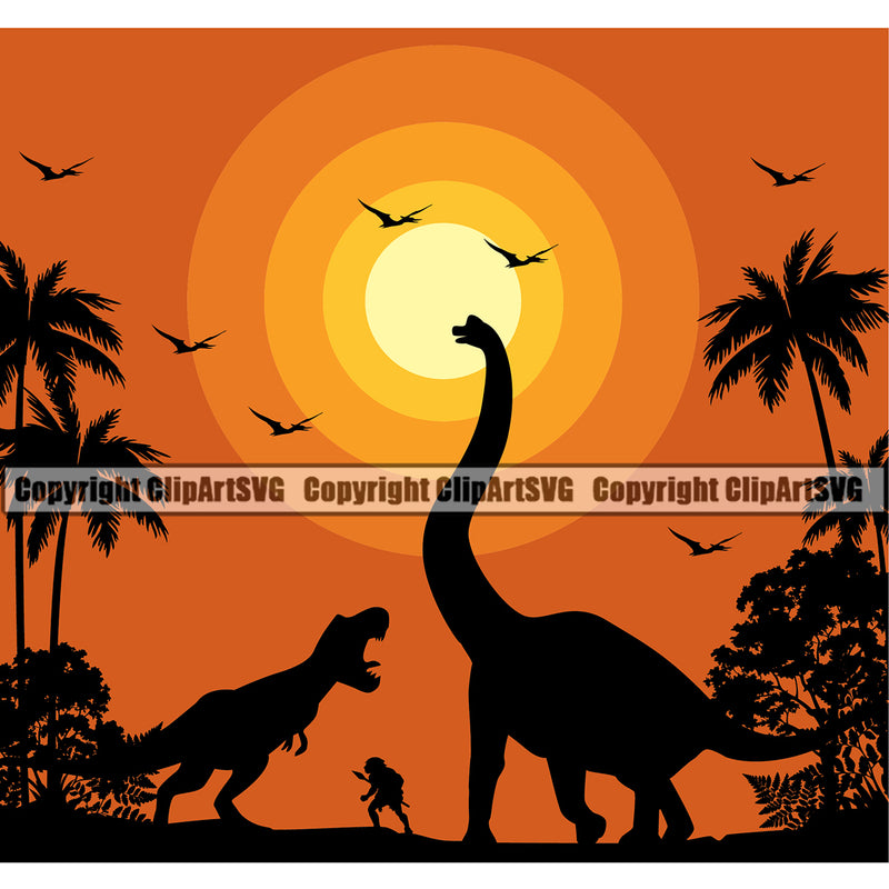 Nature Beach Dinosaur Color Design Element Surfing Beach Summer Logo Surf Ocean Tropical Wave Vacation Travel Sea Surfboard Nature Sun Sunset Palm Paradise Island Surfer Hawaii Clipart SVG