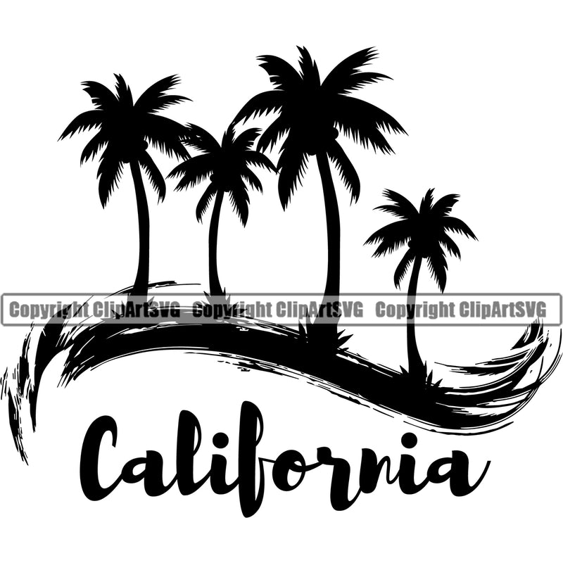 California Quote Nature Beach Logo Vector Design Element Surfing Beach Summer Surf Ocean Tropical Wave Vacation Travel Sea Surfboard Palm Paradise Island Surfer Hawaii Nature Sun Sunset Clipart SVG