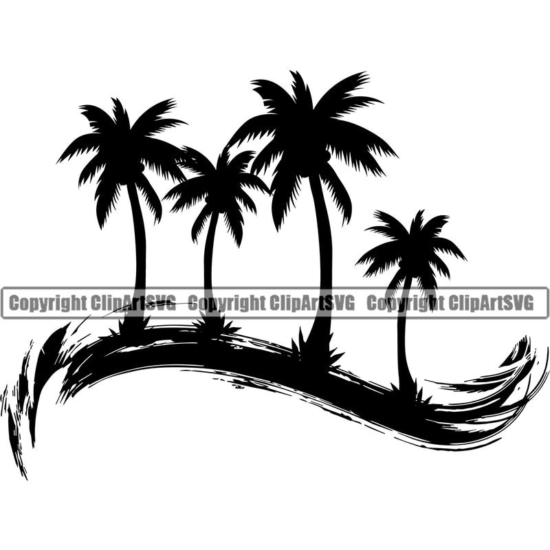 Nature Beach Logo White Background Design Element Surfing Beach Summer Surf Ocean Tropical Wave Vacation Travel Sea Surfboard Palm Paradise Island Surfer Hawaii Nature Sun Sunset Clipart SVG