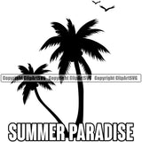 Summer Paradise Quote Vector Design Element Surfing Beach Surf Ocean Tropical Logo Wave Vacation Travel Sea Surfboard Palm Paradise Island Surfer Hawaii Nature Sun Sunset Clipart SVG