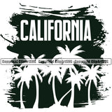 California Quote Surfing Nature Beach Black And White Color Vector Summer Surf Ocean Tropical Design Element Wave Vacation Travel Sea Surfboard Palm Paradise Island Surfer Hawaii Nature Sun Sunset Clipart SVG
