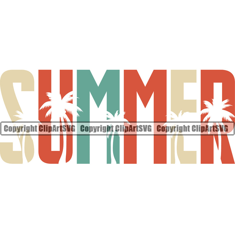 Summer Color Quote Surfing Beach Surf Ocean Design Element Tropical Wave Vacation Travel Sea Surfboard Palm Paradise Island Surfer Hawaii Nature Sun Sunset Clipart SVG