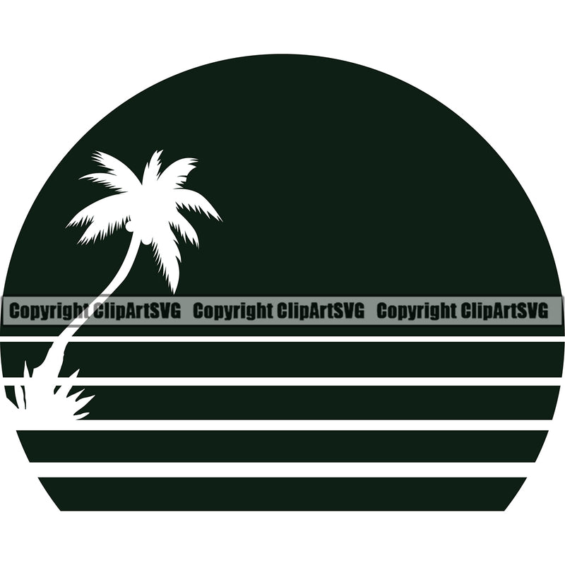 Surfing Nature Beach Logo Summer Surf Ocean Design Element Tropical Wave Vacation Travel Sea Surfboard Vector Nature Sun Sunset Palm Paradise Island Surfer Hawaii Clipart SVG