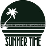 Summer Time Quote Surfing Beach Black Color Logo Surf Ocean Tropical Wave Vacation Design Element Travel Sea Surfboard Palm Paradise Island Surfer Hawaii Nature Sun Sunset Clipart SVG