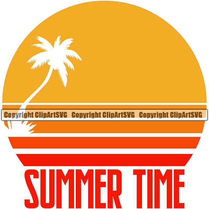 Summer Time Color Quote Surfing Beach Surf Ocean Tropical Color Logo Design Element Wave Vacation Travel Sea Surfboard Palm Paradise Island Surfer Hawaii Nature Sun Sunset Clipart SVG