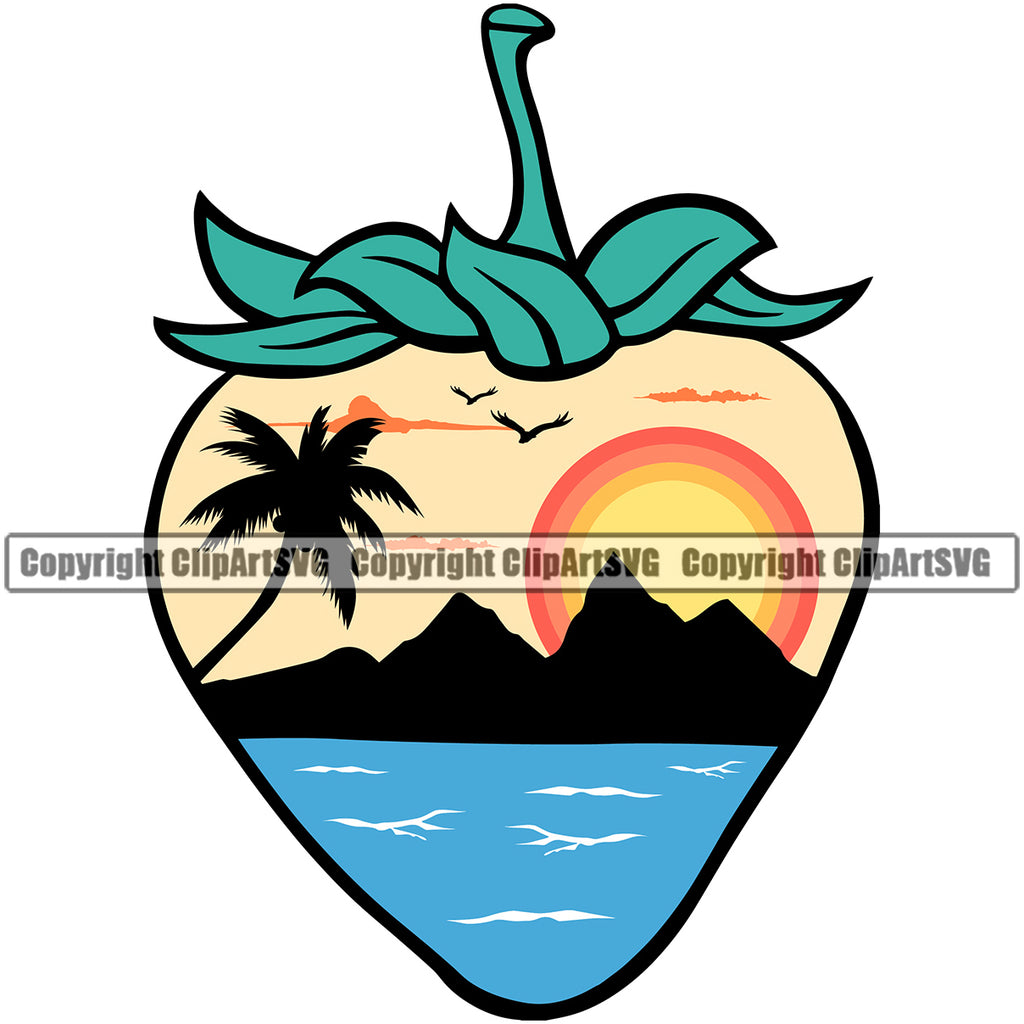 Surfing Nature Beach Color Design On Fruiter Vector Summer Surf Hawaii Nature Sun Sunset  Ocean Tropical Wave Vacation Travel Sea Surfboard Palm Paradise Island Surfer Clipart SVG