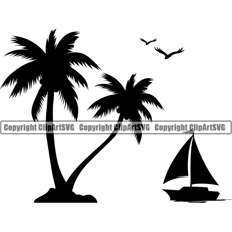 Surfing Beach Logo Summer White Background Design Element Surf Ocean Tropical Wave Vacation Surfer Hawaii Nature Sun Sunset Travel Sea Surfboard Palm Island Clipart SVG