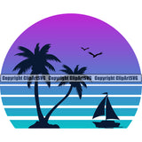 Surfing Nature Beach Logo Summer Design Element Surf Ocean Tropical Wave Vacation Travel Sea Surfboard Palm Vector Paradise Island Surfer Hawaii Nature Sun Sunset Clipart SVG