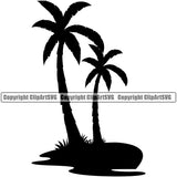 Surfing Nature Beach Palm Tree Island Summer Surf Ocean Tropical Wave Vector Vacation Travel Sea Surfboard Design Element Palm Paradise Island Surfer Hawaii Nature Sun Sunset Clipart SVG