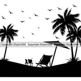 Surfing Nature Beach Paradise Design Element Summer Surf Ocean Tropical Wave Vector Vacation Travel Sea Surfboard Palm Paradise Island Surfer Hawaii Nature Sun Sunset Clipart SVG