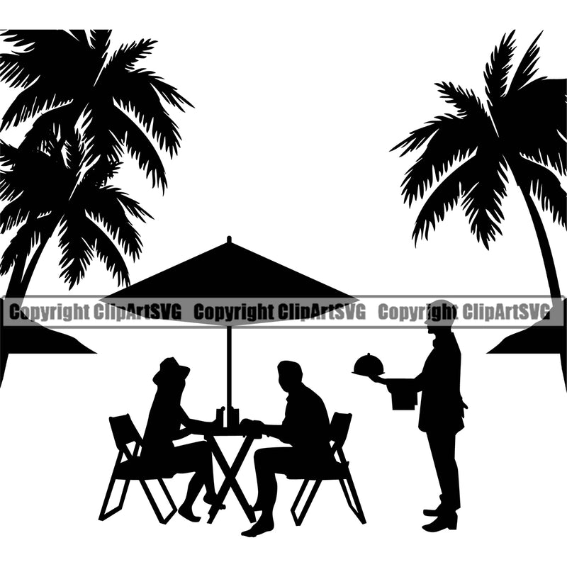 Surfing Nature Beach Romance Dinner Table Summer Surf Ocean Tropical Vector Design Element Wave Vacation Travel Sea Surfboard Palm Paradise Island Surfer Hawaii Nature Sun Sunset Clipart SVG