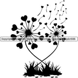 Nature Flower Dandelion Heart Design Element White Background Floral Plant Leaf Garden Gardener Blossom Bouquet Bloom Flora Rose Stem Botany Logo Clipart SVG