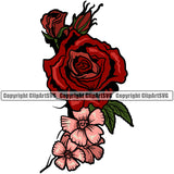 Nature Flower Roses Red Color Vector Design Element Floral Plant
