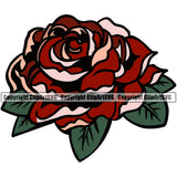 Nature Flower Red Color Rose Design Element Floral Plant Leaf Garden Gardener Blossom Bouquet Bloom Flora Rose Stem Botany Logo Clipart SVG