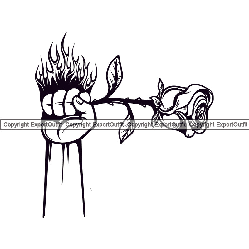 Nature Flower Hand Holding Rose White Background Design Element Floral Plant Leaf Garden Gardener Blossom Bouquet Bloom Flora Rose Stem Botany Logo Clipart SVG