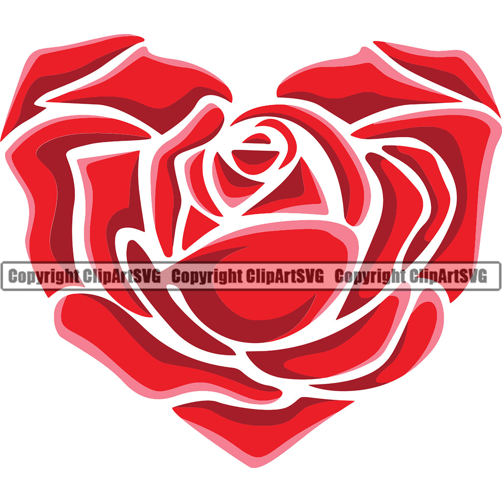 Nature Flower Rose Heart Vector Design Element Floral Plant Leaf Garden Gardener Blossom Bouquet Bloom Flora Rose Stem Botany Logo Clipart SVG