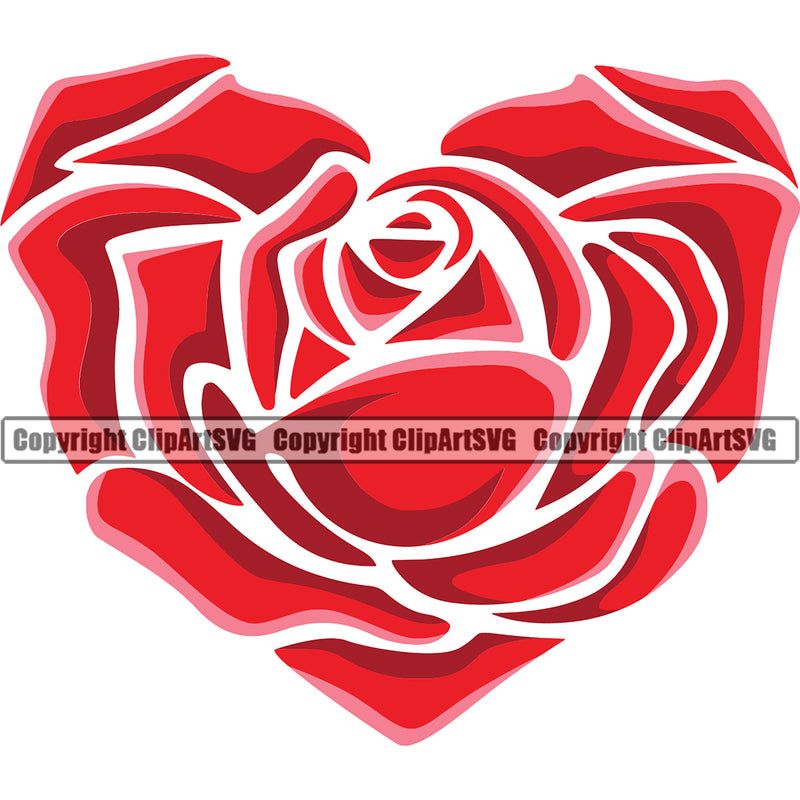 Nature Flower Rose Heart Vector Design Element Floral Plant Leaf Garden Gardener Blossom Bouquet Bloom Flora Rose Stem Botany Logo Clipart SVG