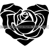 Nature Flower Rose Design Black Color White Background Design Element Floral Plant Leaf Garden Gardener Blossom Bouquet Bloom Flora Rose Stem Botany Logo Clipart SVG