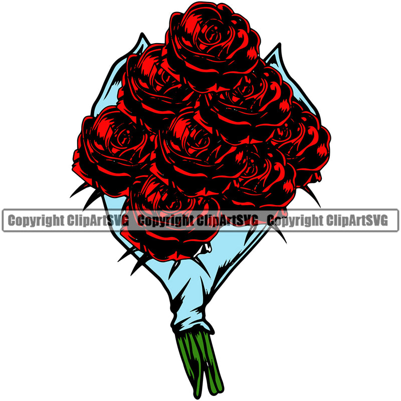 Nature Flower Roses White Background Color Design Element Floral Plant Leaf Garden Gardener Blossom Bouquet Bloom Flora Rose Stem Botany Logo Clipart SVG