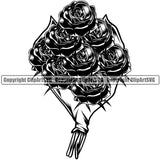 Nature Flower Roses Bouquet Vector Design Element Floral Plant Leaf Garden Gardener Blossom Bouquet Bloom Flora Rose Stem Botany Logo Clipart SVG