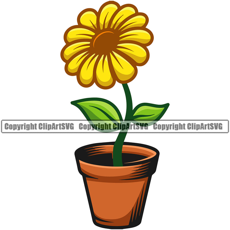 Nature Flower Sunflower Tree On Top Vector Design Element White Background Floral Plant Leaf Garden Gardener Blossom Bouquet Bloom Flora Rose Stem Botany Logo Clipart SVG