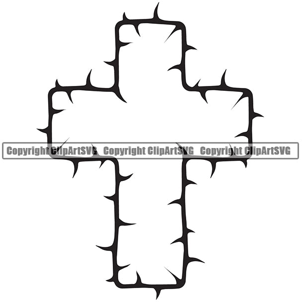 Nature Flower Thorns Black Color Cross Design Element White Background Floral Plant Leaf Garden Gardener Blossom Bouquet Bloom Flora Rose Stem Botany Border Outline Logo Clipart SVG