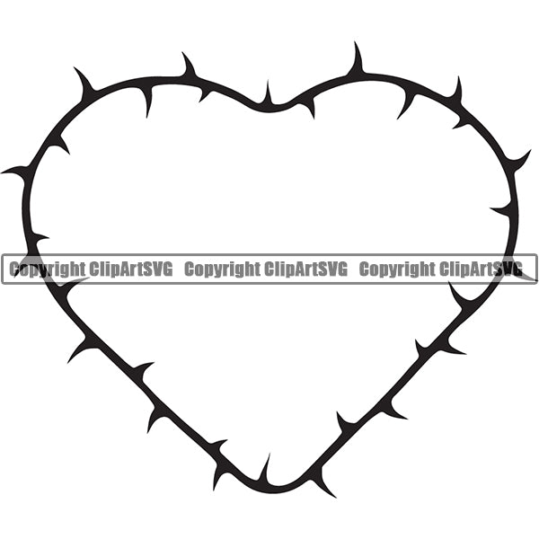 Nature Flower Thorns Black Color Heart Design Element Floral Plant Leaf Garden Gardener Blossom Bouquet Bloom Flora Rose Stem White Background Botany Border Outline Logo Clipart SVG