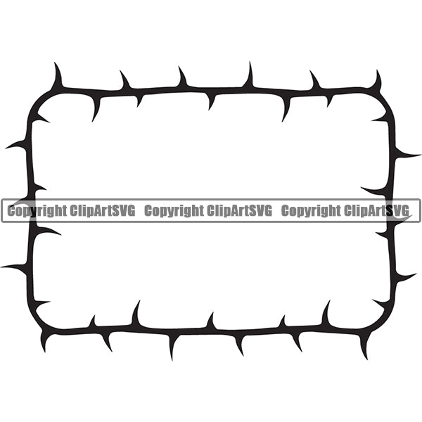Nature Flower Thorns Black Rectangle Design Element White Background Floral Plant Leaf Garden Gardener Blossom Bouquet Bloom Flora Rose Stem Botany Border Outline Logo Clipart SVG