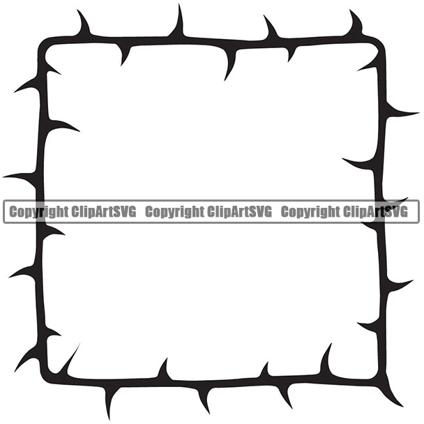 Nature Flower Thorns Black Square Design Element Floral Plant Leaf Garden Gardener Blossom Bouquet Bloom Flora Rose Stem Botany White Background Border Outline Logo Clipart SVG