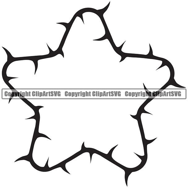Nature Flower Thorns Black Star Design Element Floral Plant Botany White Background Border Leaf Garden Gardener Blossom Bouquet Bloom Flora Rose Stem Outline Logo Clipart SVG