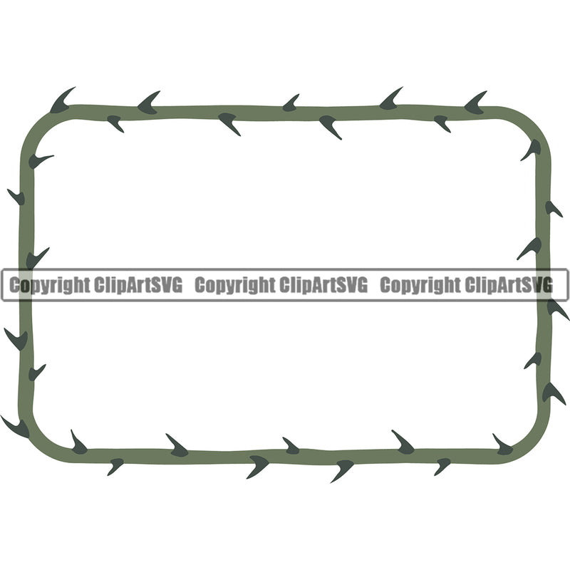 Nature Flower Thorns Green Color Oval Design Element White Background Floral Plant Leaf Garden Gardener Blossom Bouquet Bloom Flora Rose Stem Botany Border Outline Logo Clipart SVG