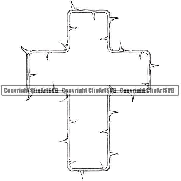 Nature Flower Thorns White Color Cross Design Element Floral Plant White Background Leaf Garden Gardener Blossom Bouquet Bloom Flora Rose Stem Botany Border Outline Logo Clipart SVG