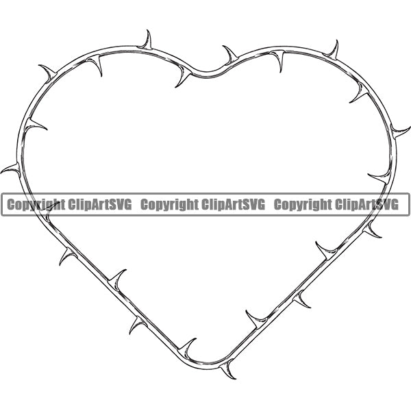 Nature Flower Thorns White Color Heart Design Element White Background Floral Plant Leaf Garden Gardener Blossom Bouquet Bloom Flora Rose Stem Botany Border Outline Logo Clipart SVG