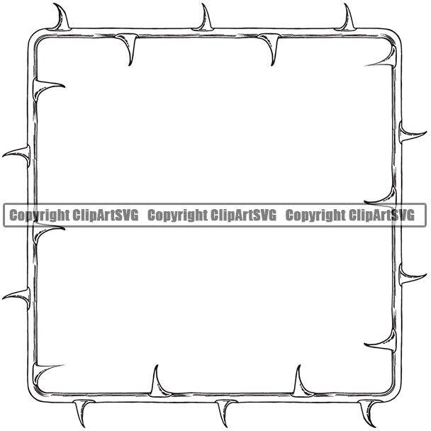 Nature Flower Thorns White Color Square Vector Design Element Floral Plant Leaf Garden Gardener Blossom Bouquet Bloom Flora Rose Stem Botany White Background Border Outline Logo Clipart SVG